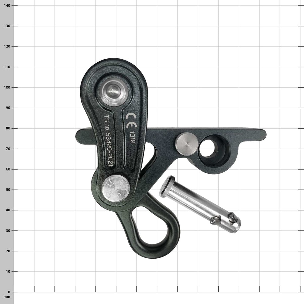 Rope Runner Pro Friction Body Kit, schwarzes Metallteil mit zwei silbernen Schrauben und einem silbernen Stift