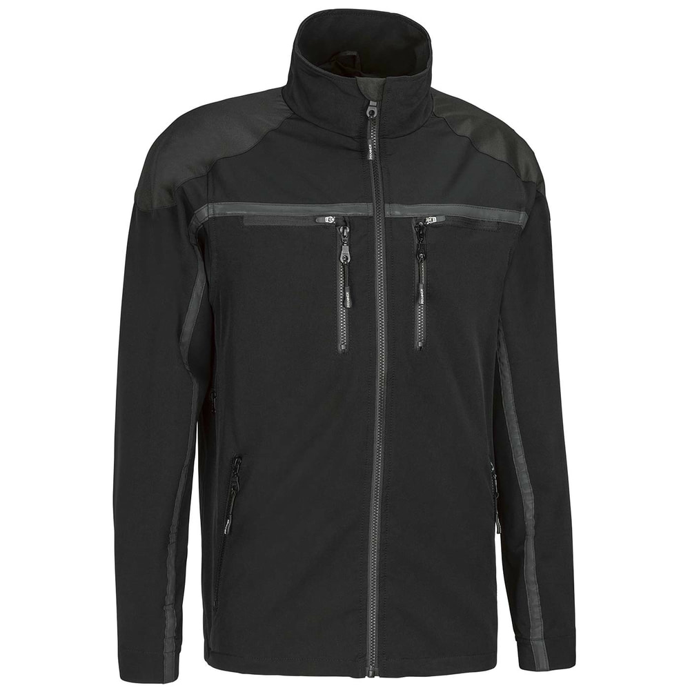 Forest Light Jacke in Schwarz mit mehreren Reißverschlusstaschen und Stehkragen