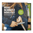Kosmos Meine Schnitzwerkstatt von Astrid Schulte, Buch mit Titel "Meine Schnitzwerkstatt" und einem Messer mit Holzgriff auf der rechten Seite