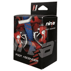 Verpackung der Ninja Fußsteigklemme, schwarz mit rotem und weißem Schriftzug "ninja FOOT ASCENDER" und Herstellerlogo KARBEN INDUSTRIAL