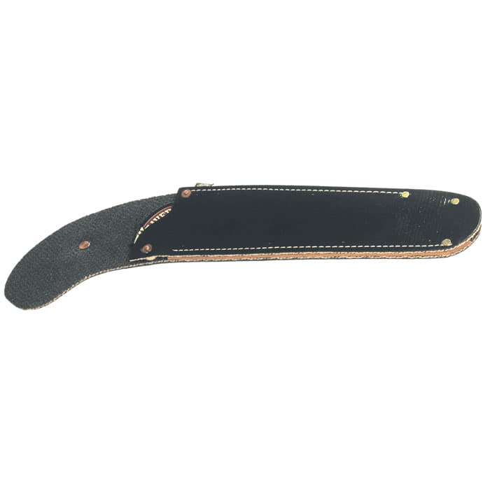 Schwarze Lederscheide mit weißer Naht und Metallnieten, Produktname Scabbard Straight
