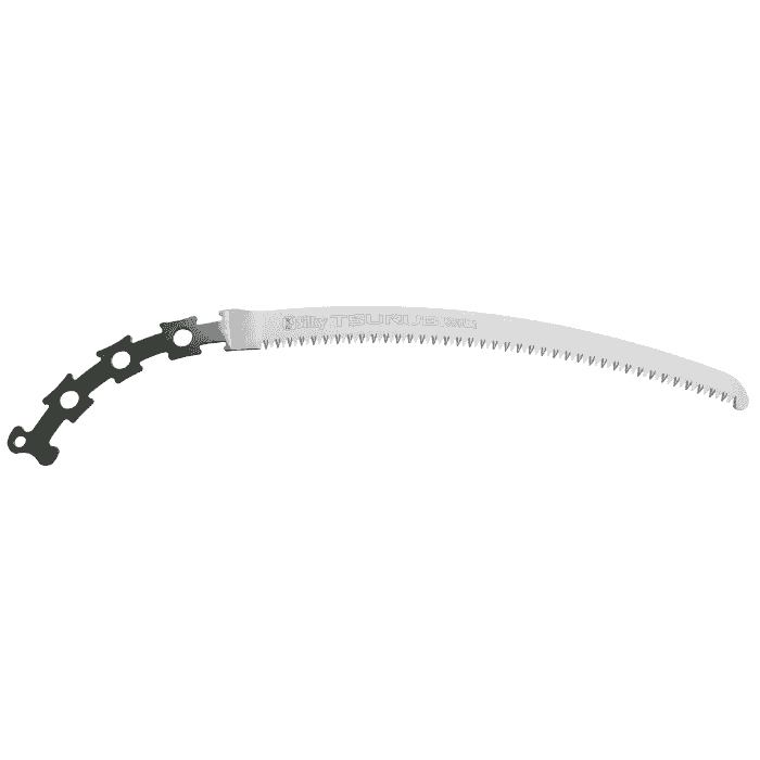 Tsurugi Curve 330-7.5 Sägeblatt, gebogenes Sägeblatt mit feinen Zähnen und schwarzem Befestigungsstück am Griffende