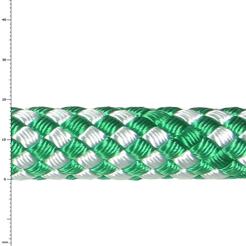 Sirius Bull Rope 18 von Sirius, Nahaufnahme eines grünen und weißen geflochtenen Seils