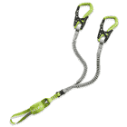 Kletterset Cable Comfort 6.0 mit zwei grünen und schwarzen Karabinern, grauen elastischen Seilen und grünem Textilband mit EDELRID-Logo