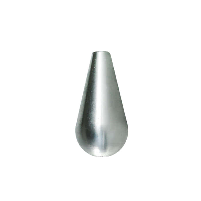 Quick-Kit Pear, eine tropfenförmige Metallspitze mit glatter silberner Oberfläche und abgerundetem Boden