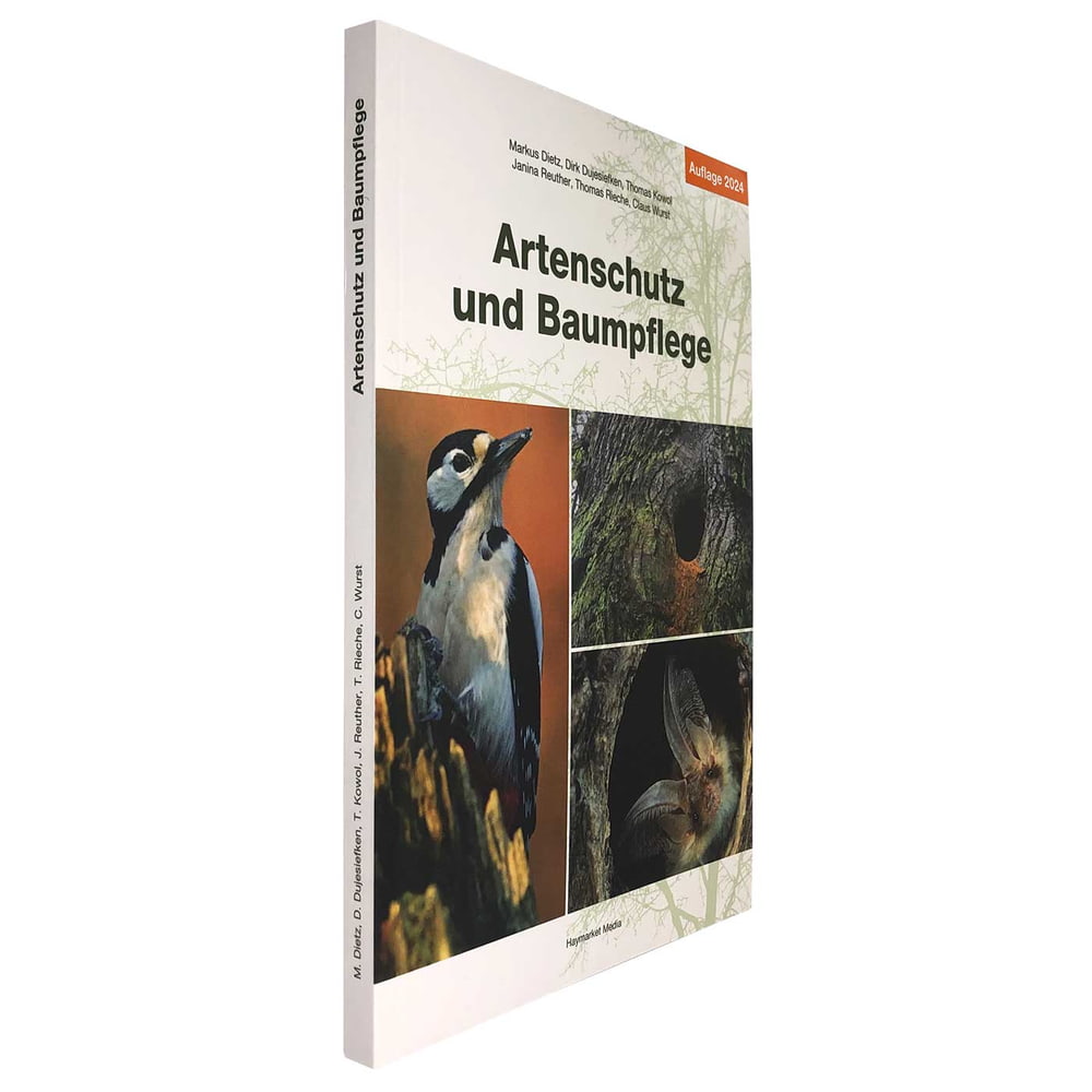 Buch "Artenschutz und Baumpflege" von Markus Dietz, Dirk Dujesiefken, Thomas Kowol, Janina Reuther, Thomas Rieche, Claus Wurst, Auflage 2024, seitliche Ansicht