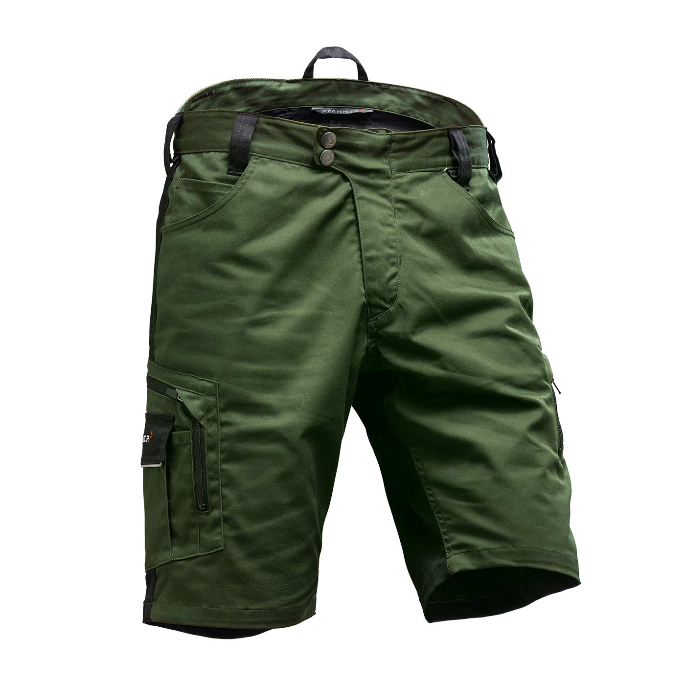 StretchFlex® Cancool Shorts grün, kurze Hose mit zwei Knöpfen und Gürtelschlaufen vorne