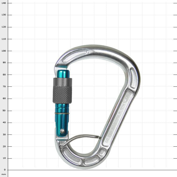 Cevedale Screw Karabiner mit geschlossenem Schraubverschluss in silber und blau