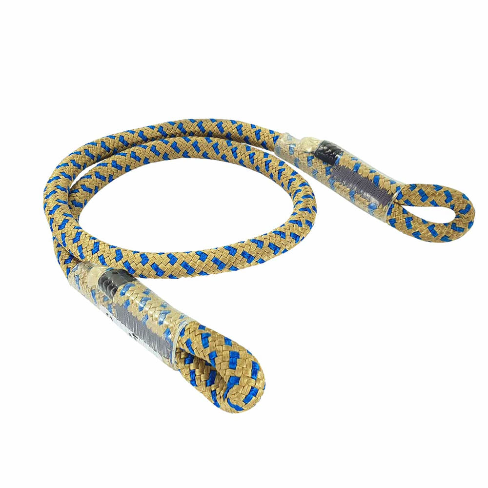 Bee-Line Sling 10, beige-blau geflochtenes Seil mit zwei Schlaufenenden und transparenten Verstärkungen an den Enden