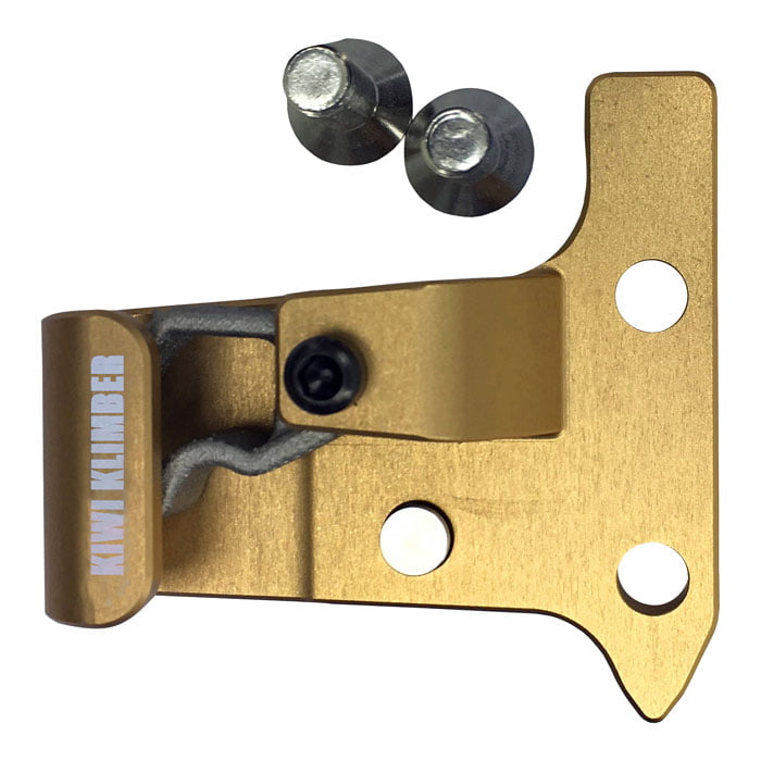 SpikeSender 2 L von Kiwi Klimbers, goldfarbenes Metallteil mit zwei Schrauben