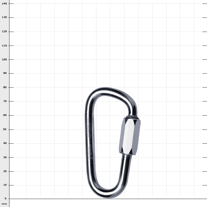 Speedy Karabiner aus Metall mit Schraubverschluss und glatter Oberfläche, Herstellername nicht sichtbar
