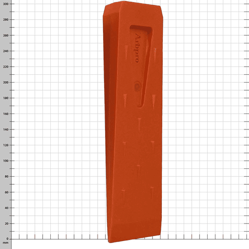 ArbPro Fällkeil 300 in orange, länglich und keilförmig mit eingeprägtem Schriftzug "Arbpro"