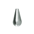Quick-Kit Pear, eine tropfenförmige Metallspitze mit glatter silberner Oberfläche und abgerundetem Boden