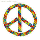drenaLINE Charity bunt geflochtenes Seil, zugeschnitten und in Form eines Peace-Zeichens angeordnet
