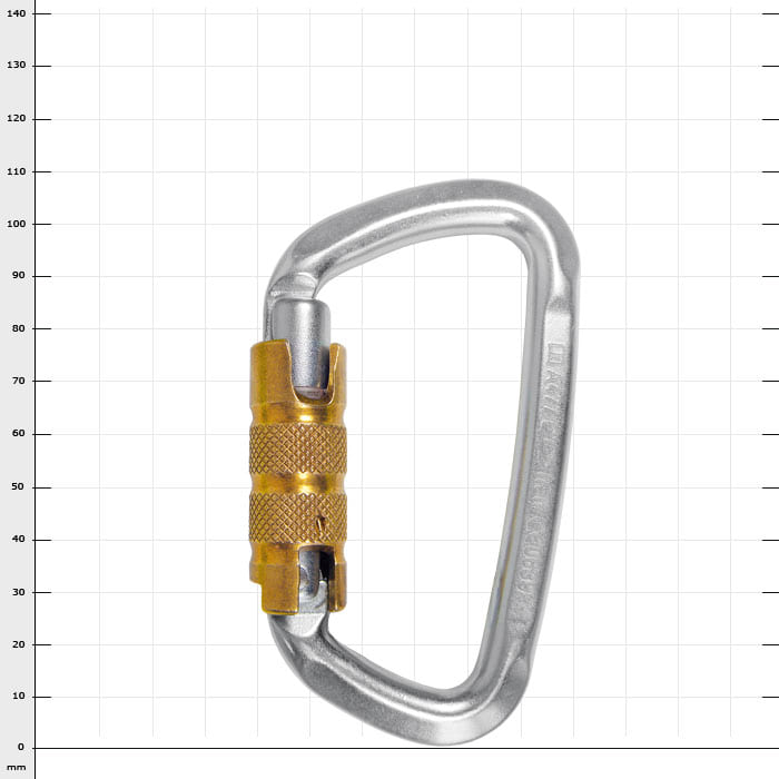 D-Steel 50 Auto Karabiner aus Stahl mit goldfarbenem Schraubverschluss