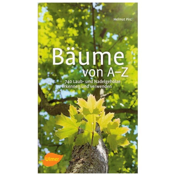 Bäume von A–Z von Helmut Pirc, Buch mit grünem Baumblatt-Cover und orangem Ulmer-Logo