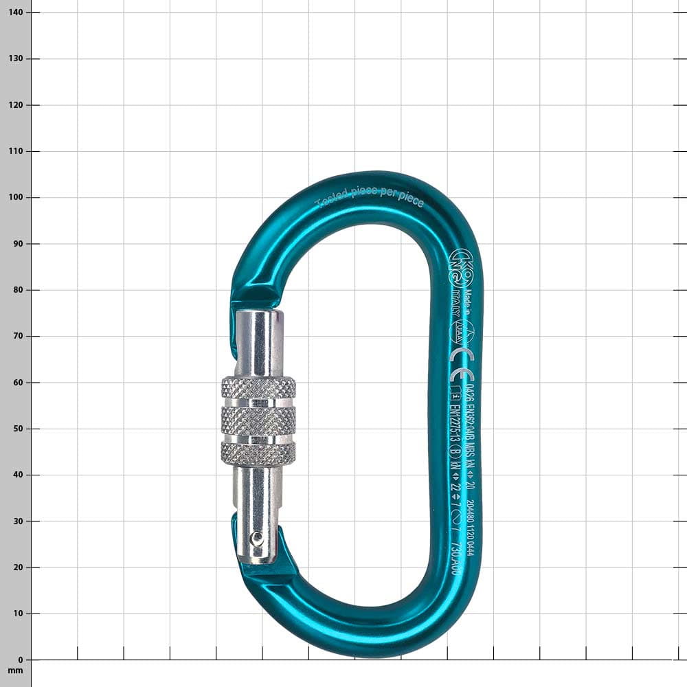 Oval Screwlock Karabiner in Blau mit Schraubverschluss, Produktname Oval Screwlock