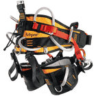 Klettergurt Tree Access 3.1 in Schwarz, Orange und Rot mit grauen Schlaufen, mehreren Metallringen und Schnallen, Herstellername Arbpro sichtbar