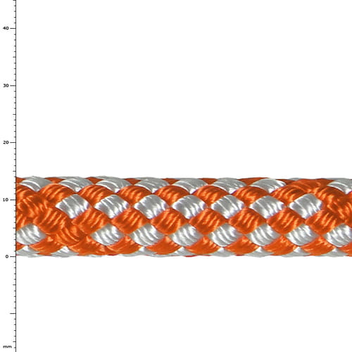 Sirius Bull Rope 14 zeigt ein orange-weiß geflochtenes Seil mit glänzender Oberfläche