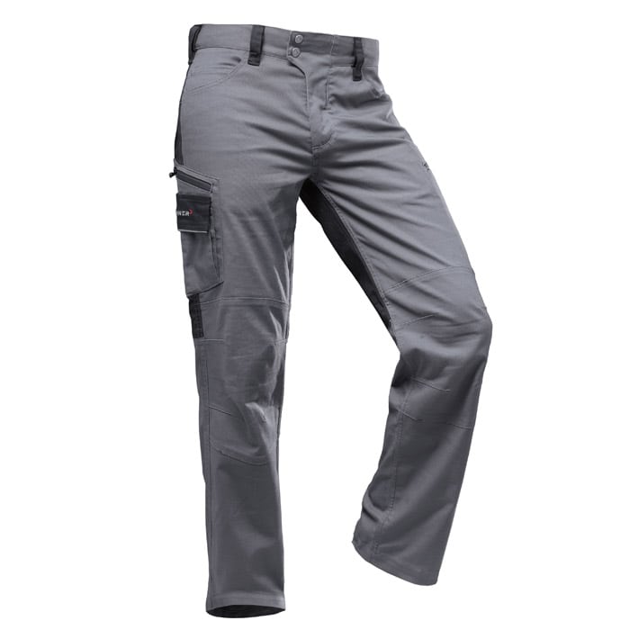 StretchFlex® Canfull graue Arbeitshose mit mehreren Taschen und schwarzen Einsätzen an den Seiten