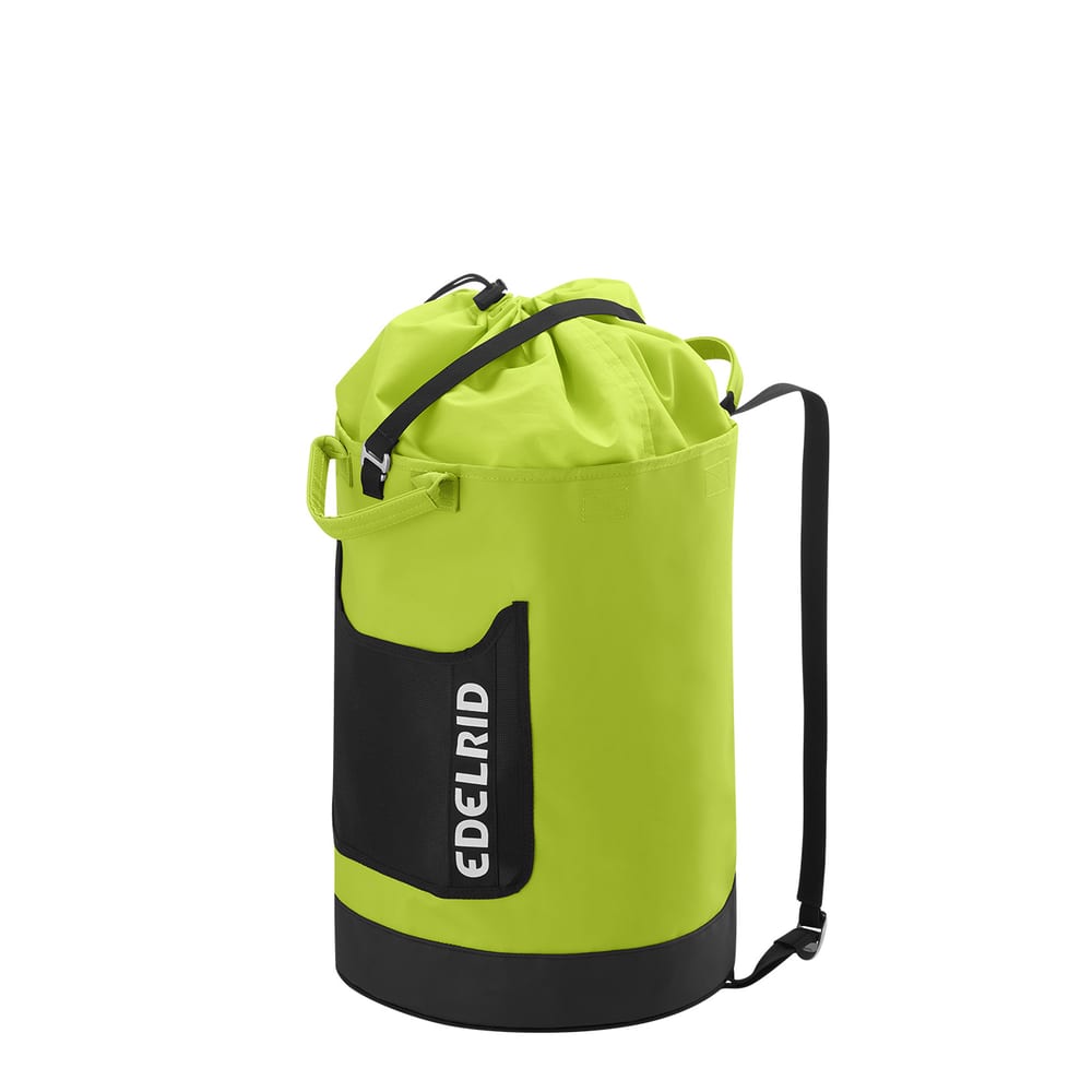 Cask 28 von Edelrid, gelb-schwarzer Seilsack mit geschlossenem Kordelzug, zwei Tragegriffen und schwarzem Schultergurt