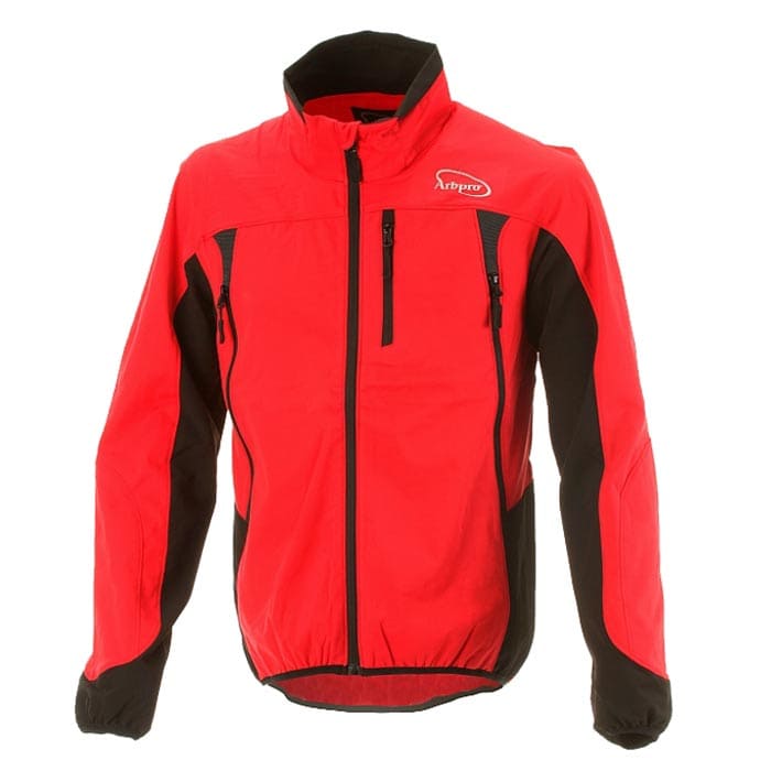 XLight Jacket von Arbpro, rote und schwarze Jacke mit Reißverschluss und drei sichtbaren Taschen