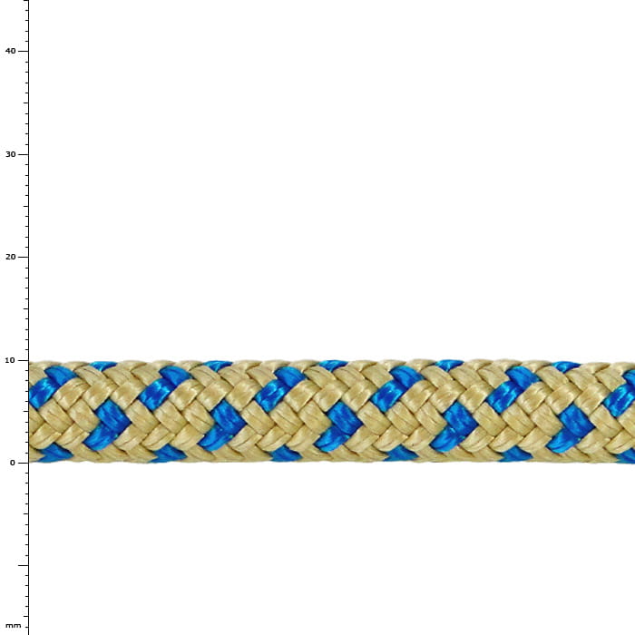 Bee-Line 10, Nahaufnahme eines geflochtenen Seils in beige und blau.