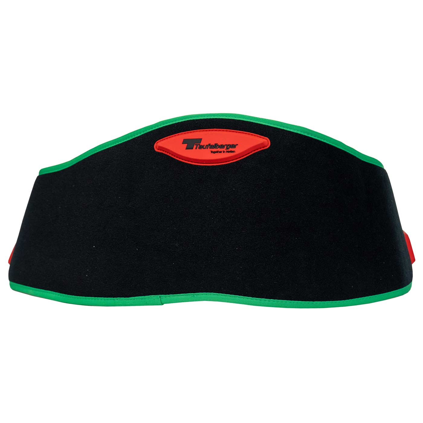 treeMOTION Ultra Comfort Padding, schwarzes Polster mit grünem Rand und rotem Teutoburger Logo, Vorderansicht