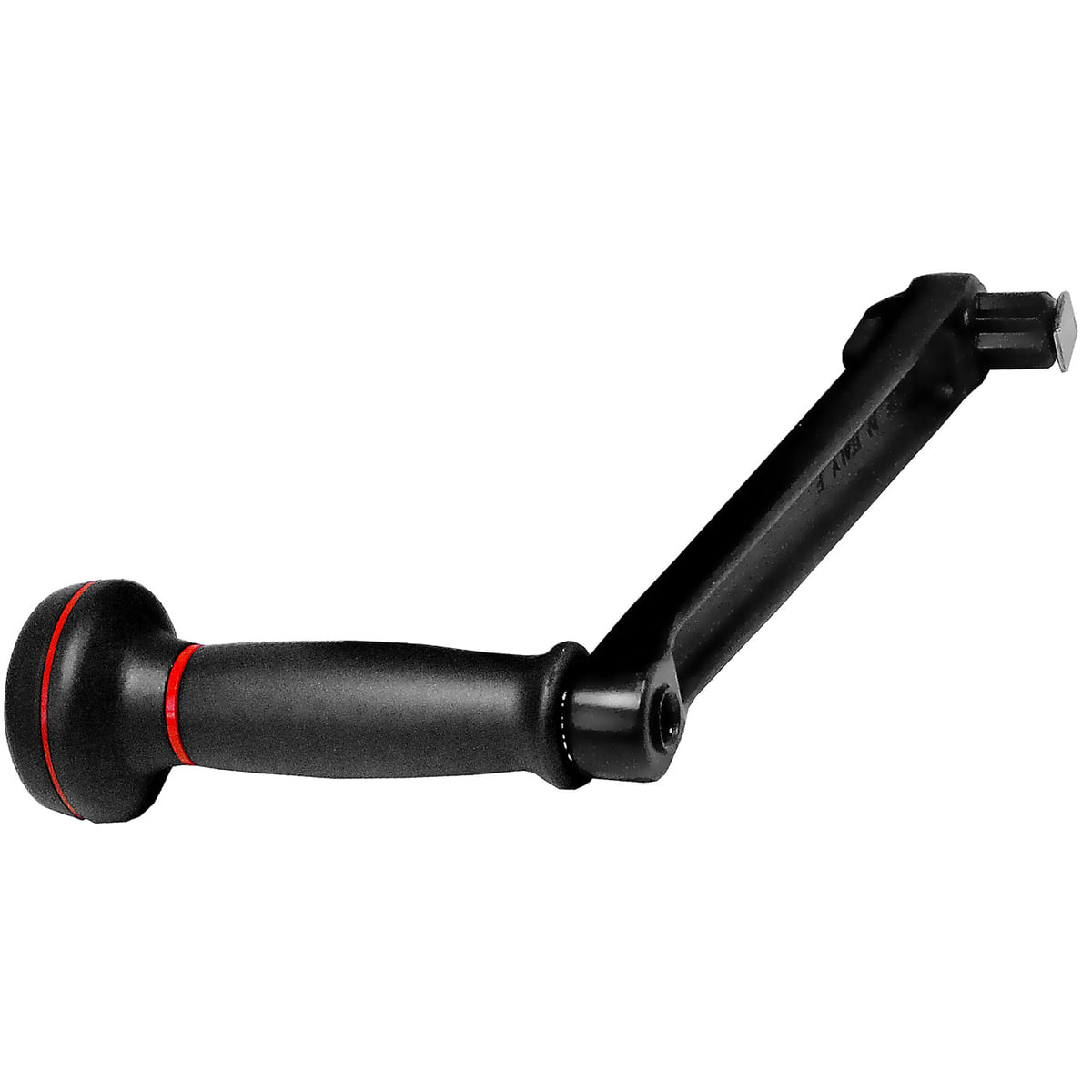 Winschkurbel Speedgrip in Schwarz mit rotem Ring am Griff und rechteckigem Aufsatz
