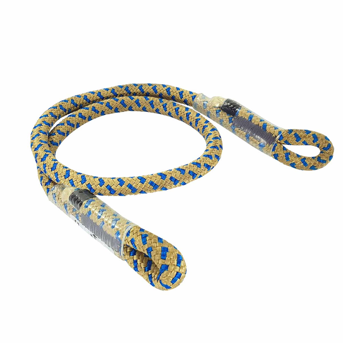 Bee-Line Sling 10, beige-blau geflochtenes Seil mit zwei Schlaufenenden und transparenten Verstärkungen an den Enden