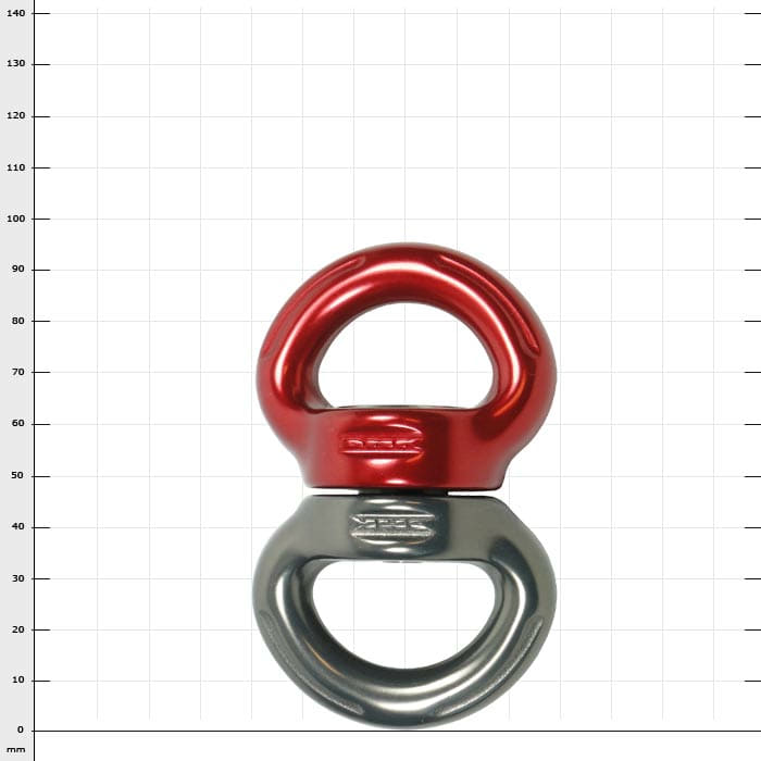 Axis Swivel L, ein drehbarer Verbindungspunkt mit rotem und grauem Metallring, Produktname sichtbar
