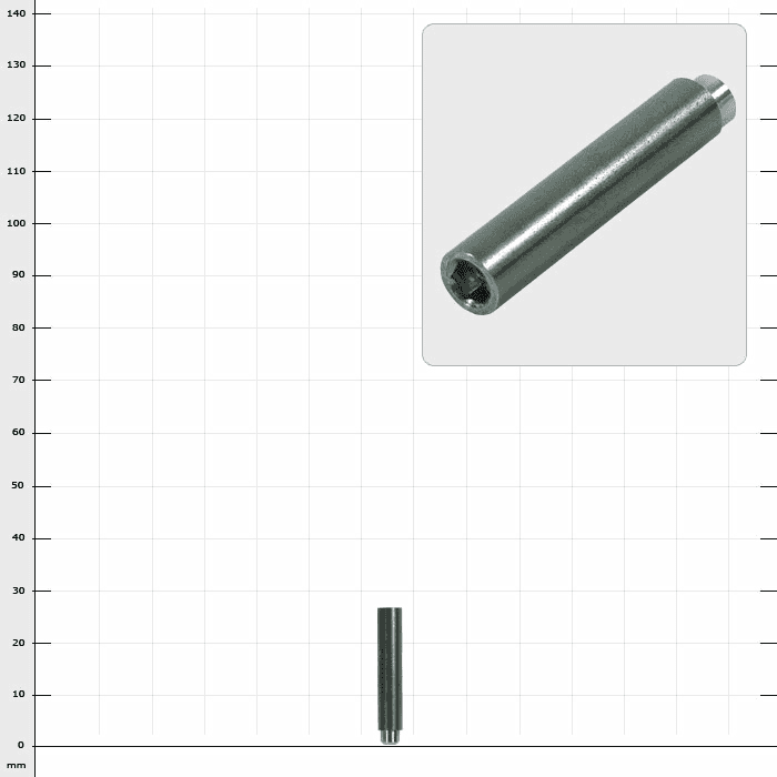 SpiderJack 2.1 Verschleißbolzen, zylindrischer Metallbolzen mit sechseckiger Innenseite und einem glatten Ende