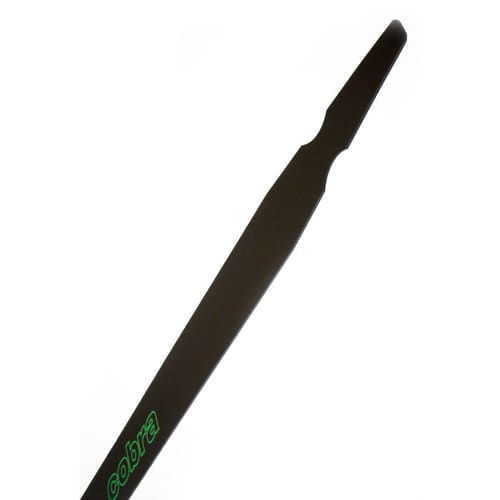 schwarze cobra 8 t Spreizband mit grünem Schriftzug, Detailansicht eines Endes