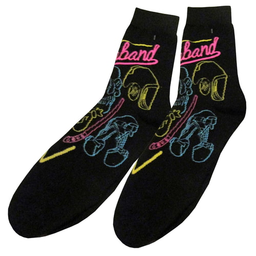 Schwarze Socken mit buntem Motiv und Schriftzug "Contraband"