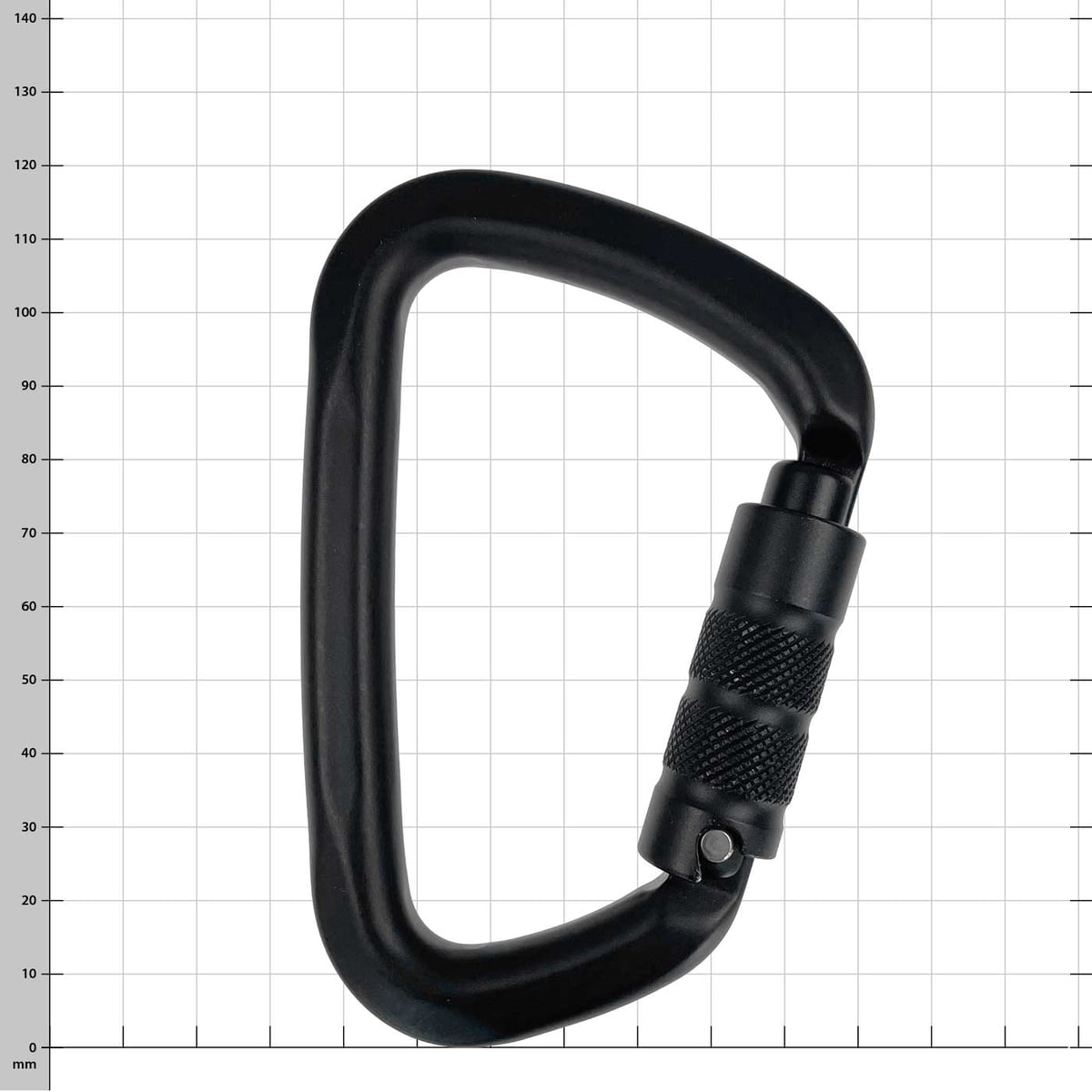 Marmolada Big D Karabiner in Schwarz mit Schraubverschluss, Ansicht von vorne leicht schräg