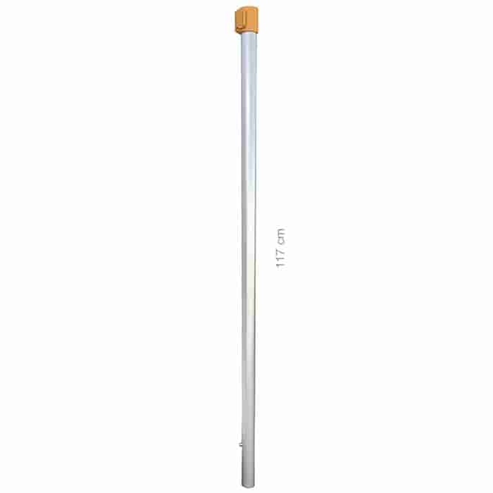 Longboy Stange Mitte, lange silberne Stange mit orangefarbenem Ende, 117 cm lang