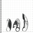 Drei Mini Knife Straight Cut Messer von Laco in unterschiedlichen Öffnungszuständen vor kariertem Hintergrund, das erste Messer ist geschlossen, das zweite halb geöffnet, das dritte vollständig geöffnet