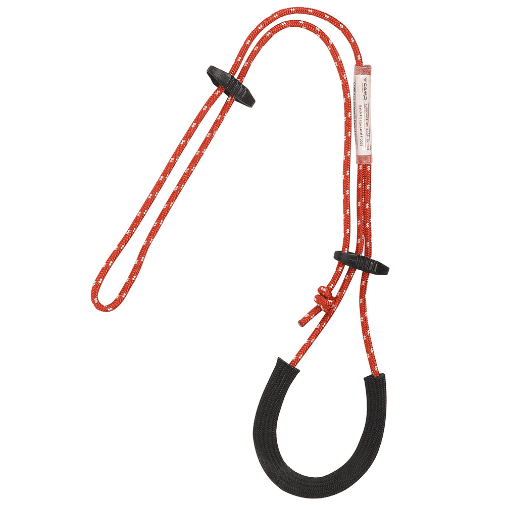 Turboknee Footloop, rotes Seil mit schwarzen Kunststoffteilen und gepolstertem schwarzen Schlaufenbereich