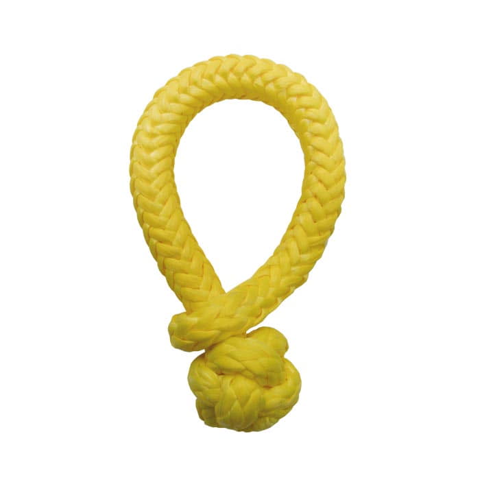 Link 8 gelbes Seil mit Knoten an einem Ende, Produktname sichtbar