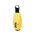 Gelber Petzl Jet Chalkbag mit schwarzem Band und Metallring, Modell Jet