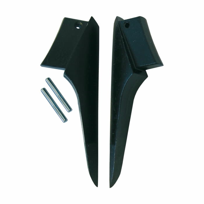 Buckspikes Pin L, zwei schwarze spitze Kunststoffteile mit zwei kleinen Metallstiften