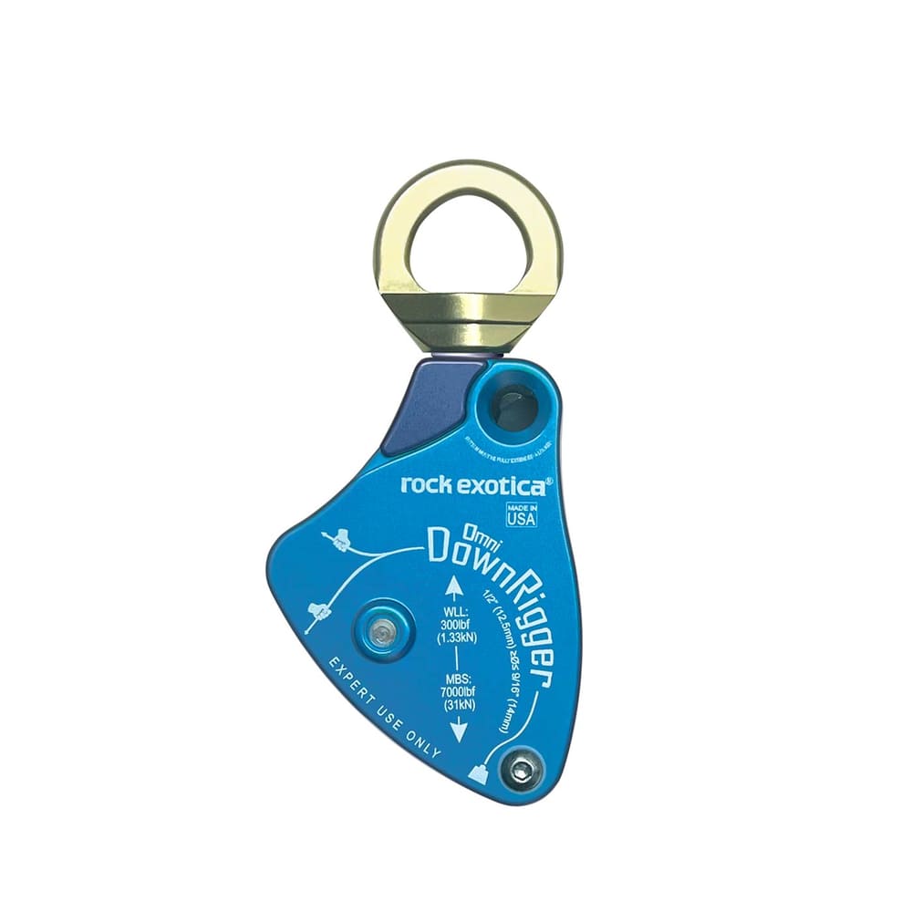 Rock Exotica Omni DownRigger in Blau mit goldfarbenem Wirbel, Hersteller Rock Exotica, Typ DownRigger
