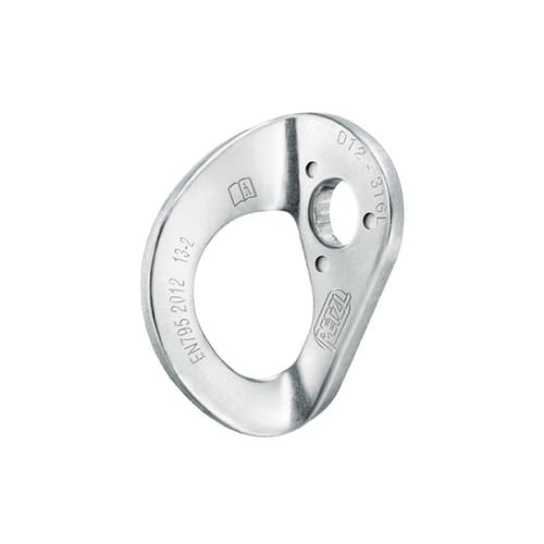 Coeur Stainless 12 von Petzl, silbernes Metallteil mit ovaler Form und einem großen Loch in der Mitte