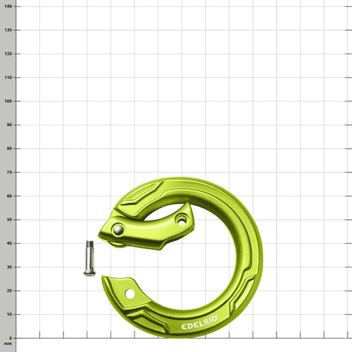 Edelrid Cupid Karabiner in Grün geöffnet mit Schraube daneben