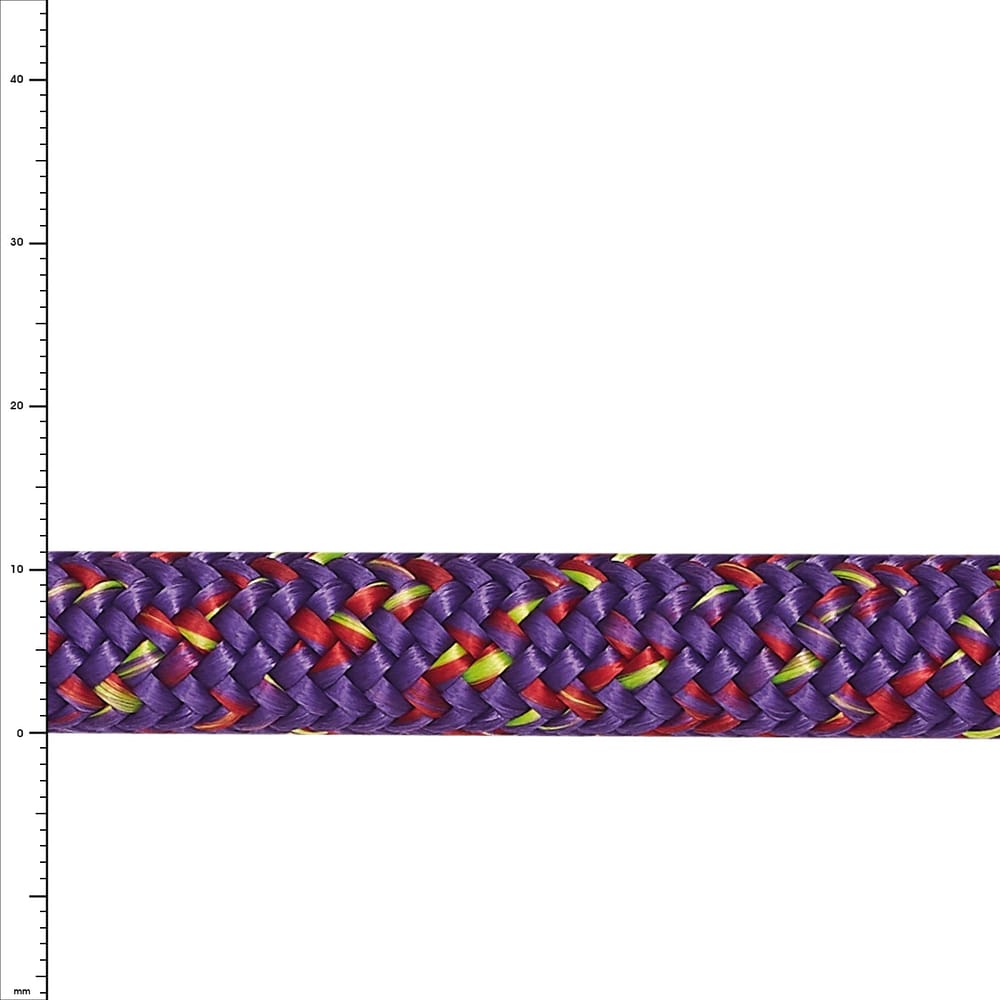 Rebel Purple Seil mit violetter, roter und grüner Flechtung, Nahaufnahme