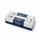 Husqvarna Automower Installations-Kit S, weiße und blaue Verpackung mit Produktabbildungen und Husqvarna-Logo