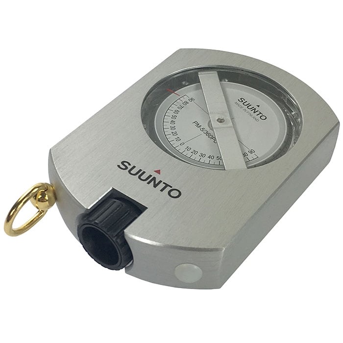 Suunto PM-5/360 PC Kompass aus Metall mit schwarzem Einstellrad und goldfarbenem Ring