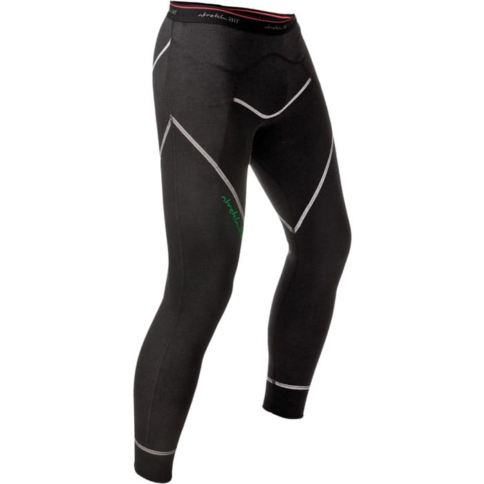 Merino-Modal Thermohose, schwarze Thermohose mit weißen Nähten und rotem Bund, ohne sichtbaren Herstellername