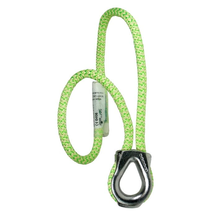 Ocean Dyneema Loop T, grüne Schleife aus geflochtenem Material mit Metallöse, länglich und leicht gebogen