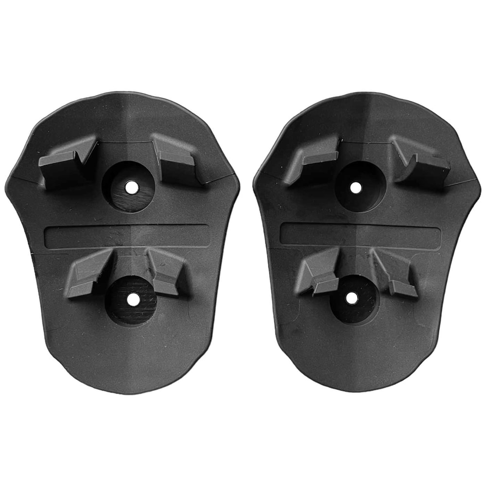 Toolprotect Helmhalter, zwei schwarze Kunststoffteile mit Befestigungslöchern und Haltehaken nebeneinander liegend
